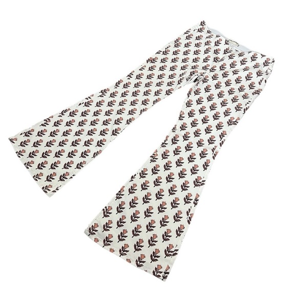Free People Penny Pull On Printed Mid Rise Flare Jeans - Picture 4 of 12